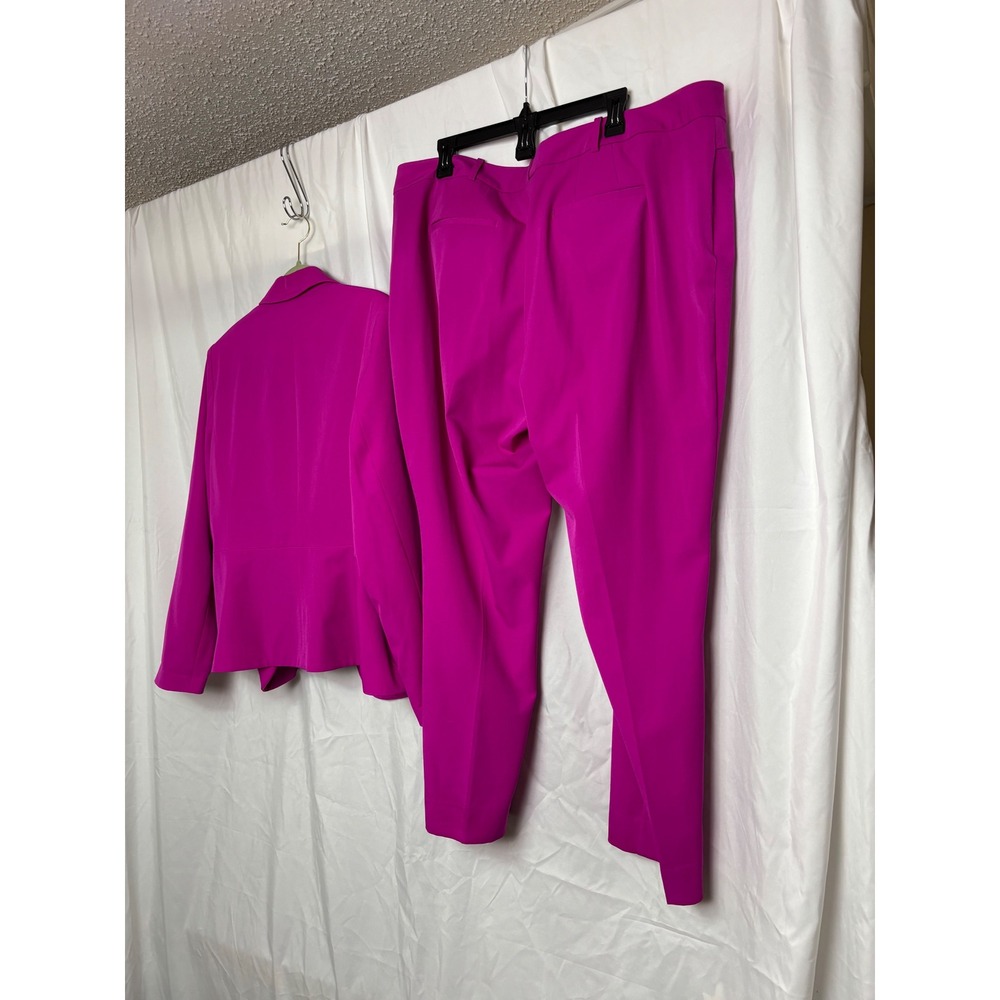 Worthington Womens Magenta Pink 2-Piece Pant Suit Blazer Slim Fit Trousers 2X - Picture 6 of 12